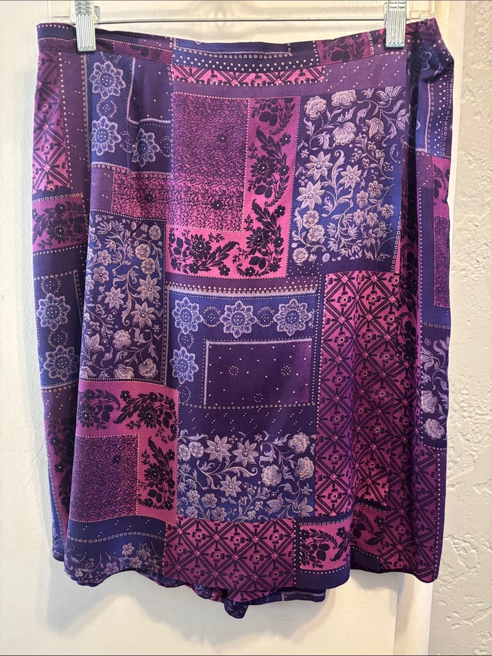 Kathie Lee Collection Purple Patchwork Floral Skort